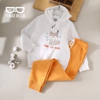 بيجامة بناتي ميلتون تطريز ثعلوبة + كلمة TIME TO RI...