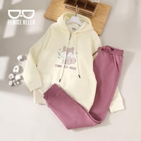 بيجامة بناتي ميلتون تطريز ثعلوبة + كلمة TIME TO RI...