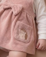 فستان بيبي بناتي قطيفة مطرز على الجيب قنفذ يحمل زه...