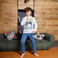 بيجامة اولادي ميلتون مطبوعة DTF يد فيها قبضة بلايس...