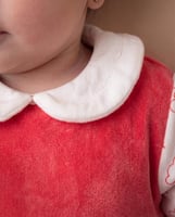 فستان أطفال شتوي قطيفة اكمام مطبوعة غيوم مطرز ارنو...