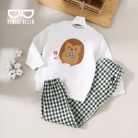 بيجامة بناتي الكنزة ميلتون مطبوع قنفذ وزهرة والبنط...