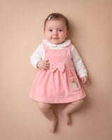 فستان بيبي بناتي قطيفة مطرز على الجيب قنفذ يحمل زه...