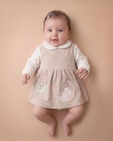 فستان أطفال شتوي قطيفة اكمام مطبوعة غيوم مطرز ارنو...