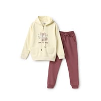 بيجامة بناتي ميلتون تطريز ثعلوبة + كلمة TIME TO RI...