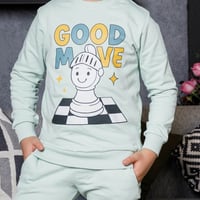 بيجامة اولادي ميلتون طباعة DTF شطرنج + كلمة GOOD M...