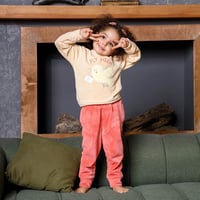 بيجامة بناتي قطيفة تطريز عصفورة تحمل ظرف بريدي