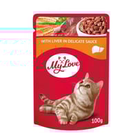 ظرف طعام رطب للقطط البالغه ماي لاف بالكبدة 100جم