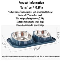 صحن اكل ستيل مزدوج للقطط والكلاب الوان متنوعه