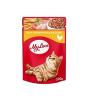 ظرف اكل رطب ماي لاف بالدجاج للقطط البالغه 100 جرام
