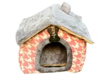 كوخ قطط رمادي ووردي