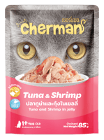 ظرف شيرمان تونه مع الجمبري في الجيلي 85جرام لقطط ا...