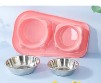 صحن اكل ستيل مزدوج للقطط والكلاب الوان متنوعه