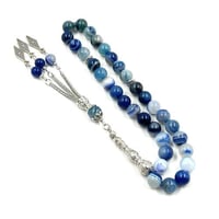 سبح عقيق الازرق 33 خرزة 10مم