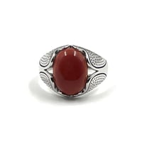 خاتم رجالي فضة عقيق كبدي يعكس الفخامة