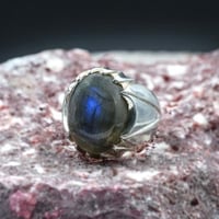 خاتم عين النمر فضة 925 رجالي أزرق