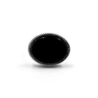 خاتم بحجر عقيق أسود طبيعي – رجالي فضة 925