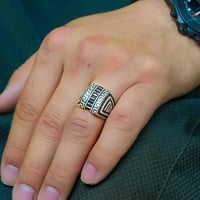 خاتم حجر زركون رجالي فضة 925 ابيض