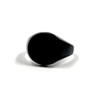 خاتم سيجنت رجالي فضة 925 مينيمال بسطح أسود أملس