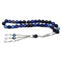 سبح عقيق أزرق — 33 حبّة كروية 10 مم