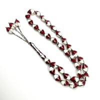 سبحة عقيق بالفضة كبدي عيار 925 – 33 خرزة