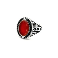 خاتم ستيرلينغ 925 للرجال بحجر عقيق كبدي ونقشة مميز...