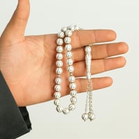 سبحة عظم الجمل وفضة – 33 خرزة (10 مم)