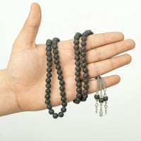 سبحة حجر البركان السوداء — 99 خرزة