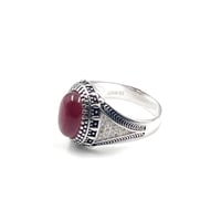 خاتم عقيق كبدي عصري للرجال من فضة استرليني 925 – ت...