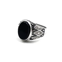 خاتم رجالي فضة عقيق اسود بأناقة ملوكية