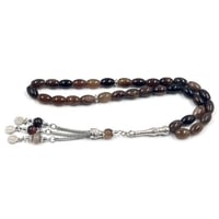 سبحة عقيق كبدي حجر طبيعي — 33 خرزة 10 مم