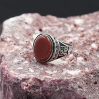 خاتم فضة 925 للرجال بحجر عقيق كبدي – طابع كلاسيكي...