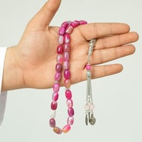 سبحة عقيق رودونيت ٣٣ حبة بتصميم أنيق