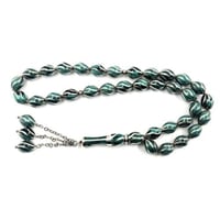 سبحة عقيق يشم بالفضة 925 – 33 خرزة بيضاوية 10 مم