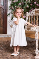 جلابية بناتي بيضاء مزينة بنقشات نجوم 7062