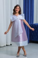 فستان بناتي بنفسجي فيونكة على الصدر S01087