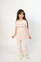 بجامه اطفال بناتي رسمه قطه على الصدر 83424