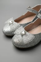 حذاء "ماري جين" بناتي فضي براق s-003
