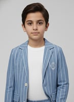 جاكيت ازرق مقلم مع تيشيرت ابيض 4181