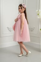 فستان بناتي سهرات بفيونكة كبيرة على الصدر S01191