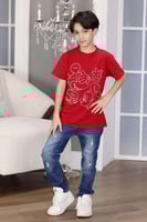 تي شيرت ولادي احمر رسمه ميكي ماوس 2965