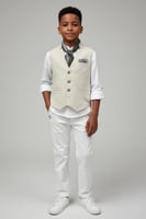 قميص ولادي ابيض مع سديري بيج 4166