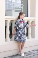 بلوزة بناتي اطفال مشجر نص كم 7105