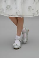 حذاء "ماري جين" بناتي فضي براق s-003