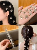10 قطعة إكسسوارات شعر على شكل زهور لؤلؤية أنيقة بت...