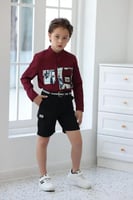 قميص ولادي عودي بنقشات فنية 4104