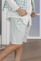 شورت ولادي اخضر مخطط 2798