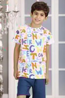 طقم ترنج ولادي ابيض احرف متنوعه 2926