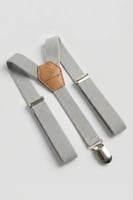 حمالات بنطلون ولادي رمادي فاتح بتفاصيل جلدية BT-13