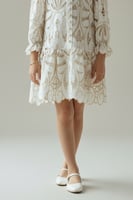 فستان بناتي دانتيل فاخر بأكمام طويلة7307